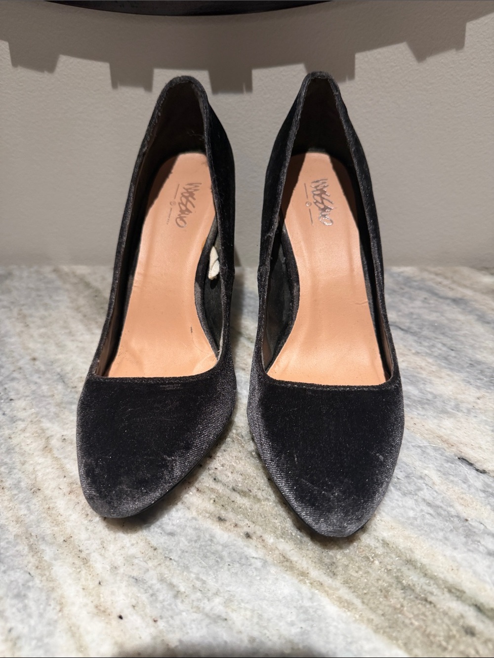 Mossimo Gray Velvet  4” Chunky Heels
